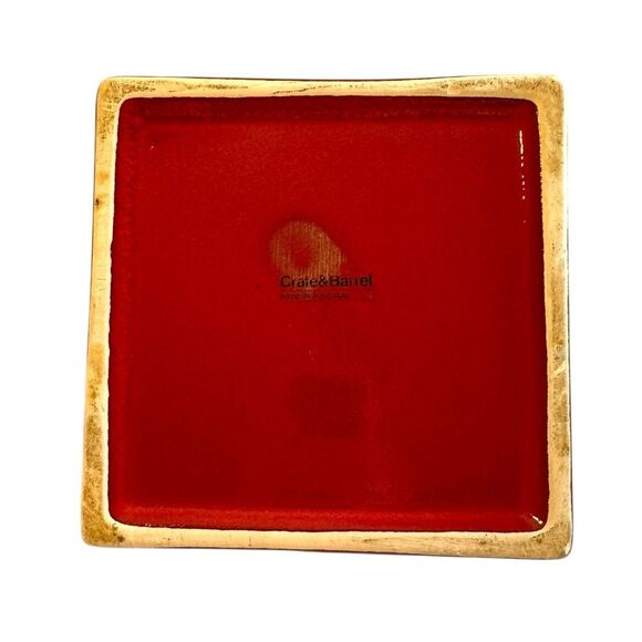 Crate & Barrel Red Square Ceramic Planter Utensil Holder Vase - Picture 4 of 5